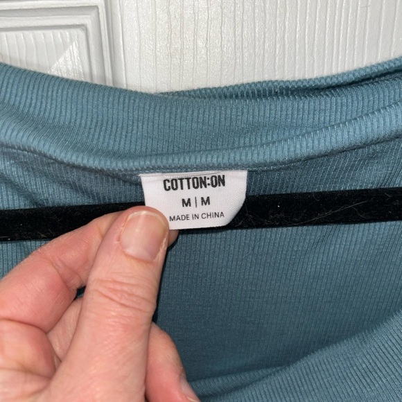 Cotton On Blue Off the Shoulder Ribbed Top Medium - Picture 3 of 3